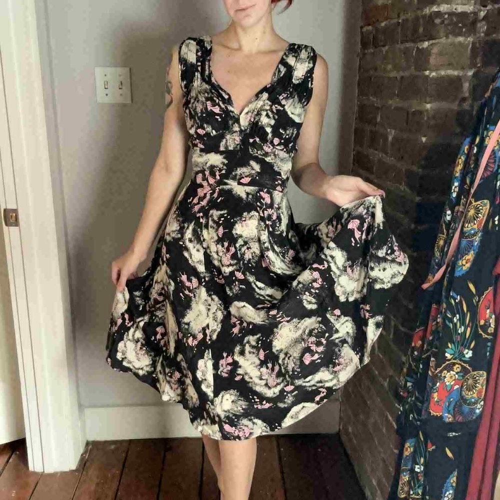 Trashy Diva Black and Pink Floral Midi Dress